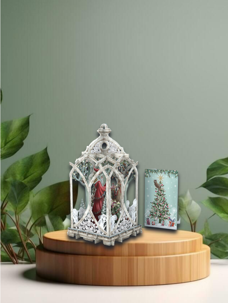 3D Greetings Card   White Lantern