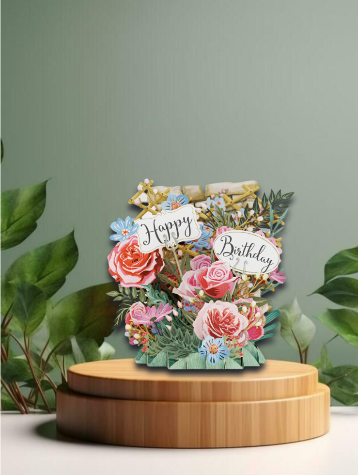 3D Greetings Card   Birthday Flowers