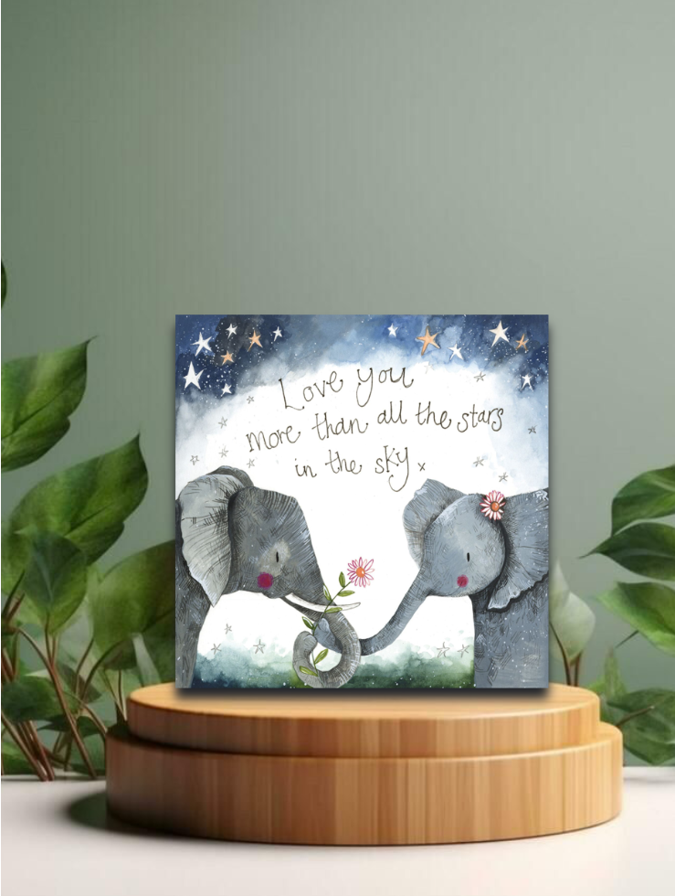 Grusskarten by Alex Clark - Anniversary - Diverse Motive - 12x12cm, Motiv: Starlight Elephant Anniversary