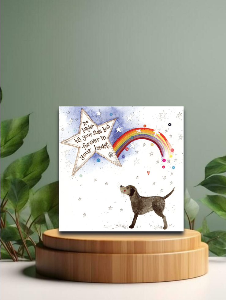 Grusskarten by Alex Clark - Beileidsbekundung Haustier - 12x12cm, Motiv: In your heart - no longer by your side, but forever in your heart