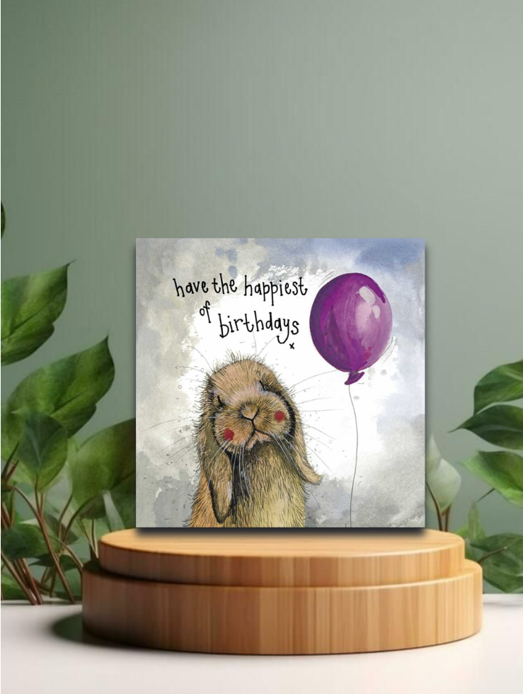 Grusskarten by Alex Clark - Geburtstag - Diverse Motive - 160x160mm, Motiv: Starlight Rabbit and Balloon - Have the happiest of birthdays