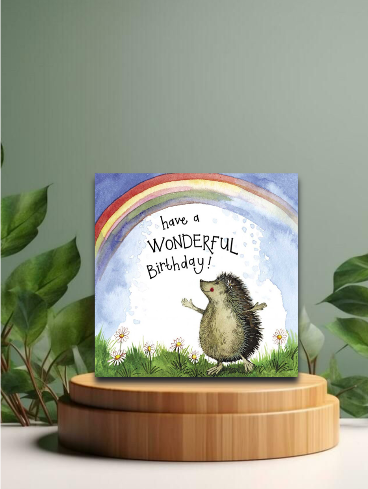 Grusskarten by Alex Clark - Geburtstag - Diverse Motive - 12x12cm, Motiv: Sunshine Hedgehog - Have a wonderful Birthday