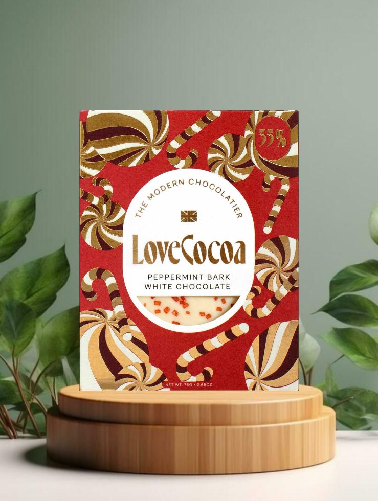 Love Cocoa XMAS Peppermint Bark White Choc 75g