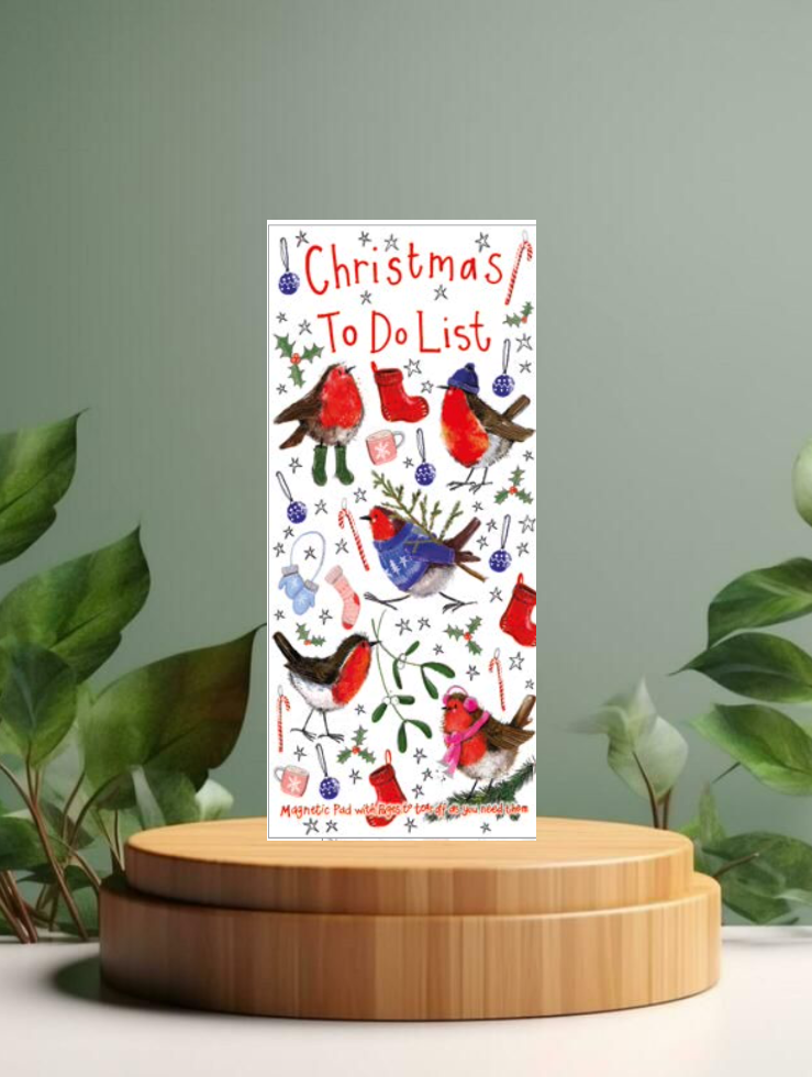 Festive Robins Cats magnetic to do list