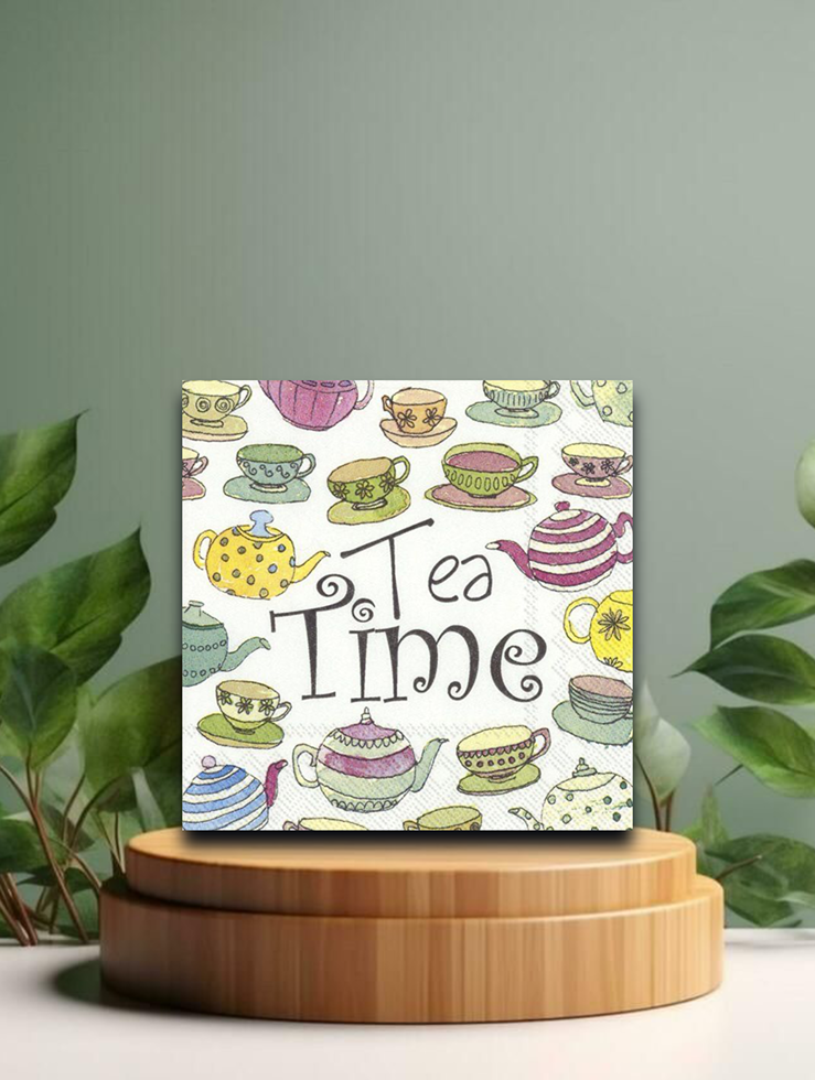 Cocktail-Servietten - English Afternoon Tea white 25x25cm