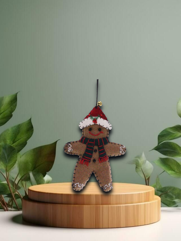 Lebkuchenjunge mit Weihnachtsmütze, Filz 8x2x11cm