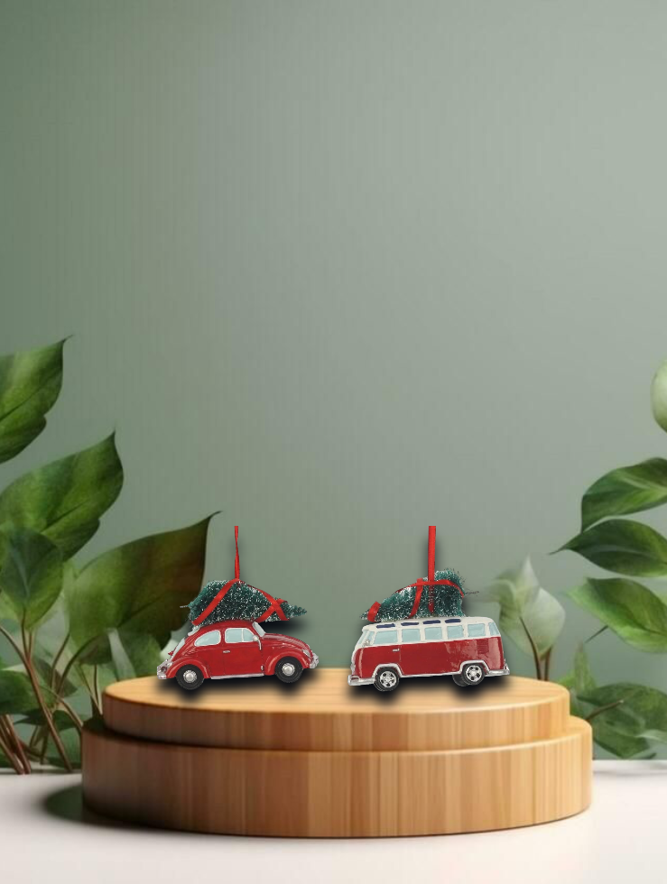 Ornament Auto/Bus m Weihnachtsbaum 2 x 10,5x4x8cm