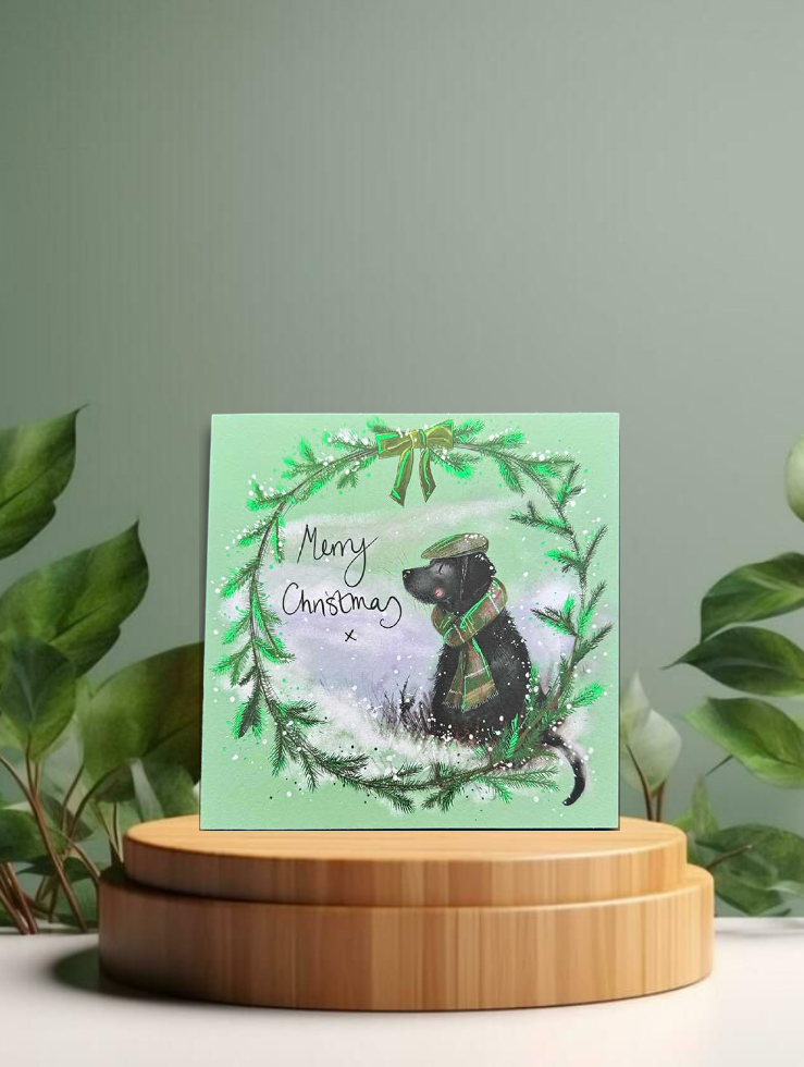 Christmas Black Lab Card