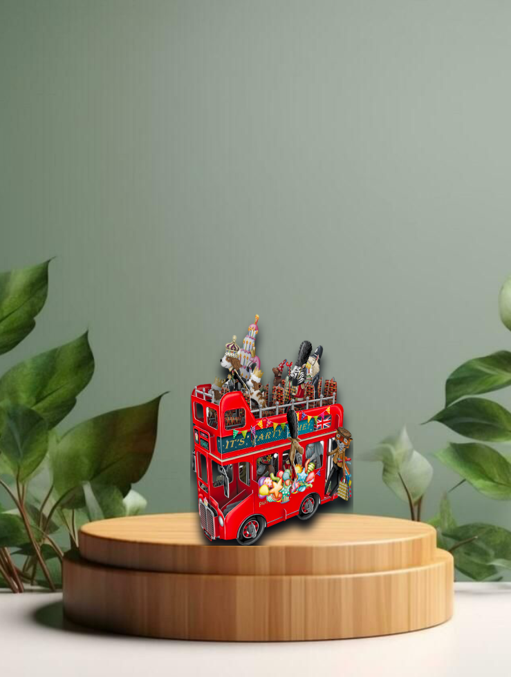 3D Pop Up greeting Cards  The King`s Party Bus