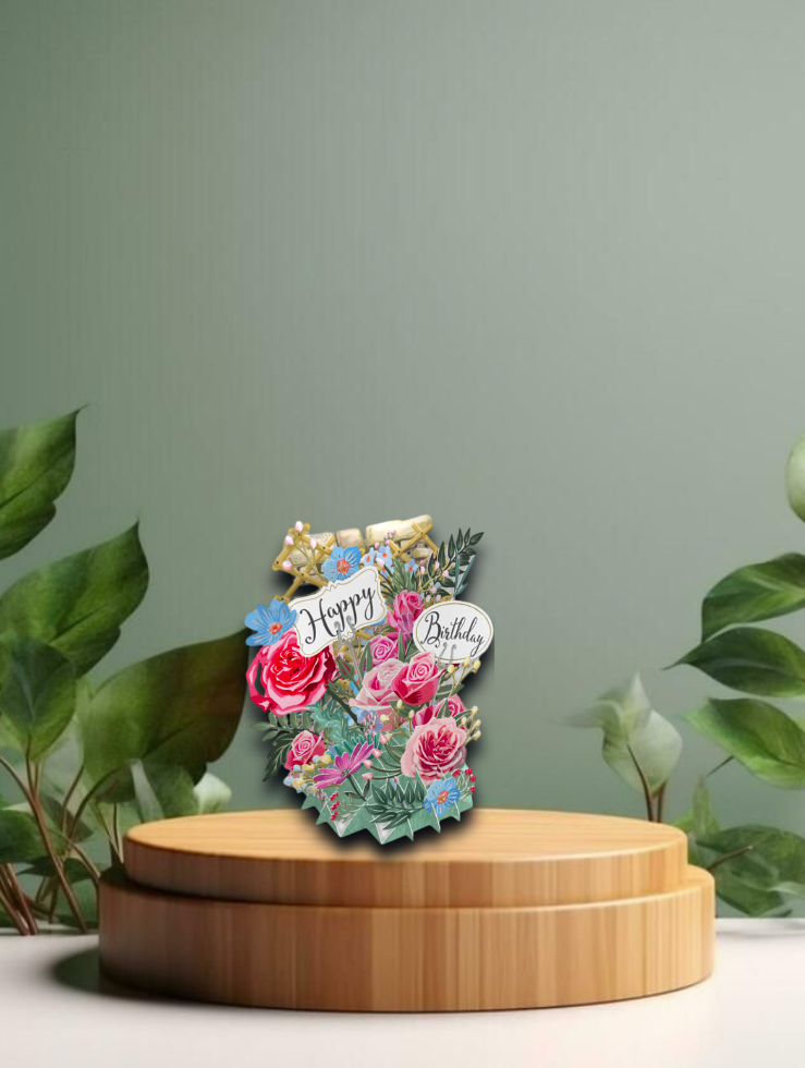 3D greeting Cards Birthday Flowers