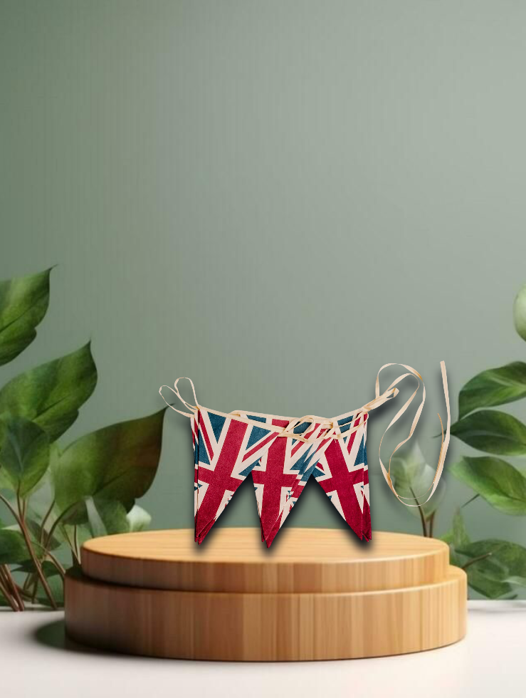 Wimpelkette/Girlande Britischer Flagge/Union Jack im Vintage-Design aus Stoff, Retro
