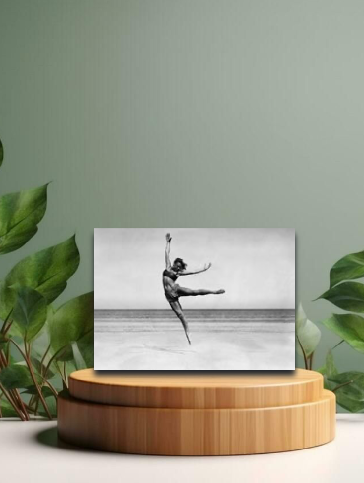 Vintage Postkarten Gymnastik im Seewind schwarz/weiss 12x17cm