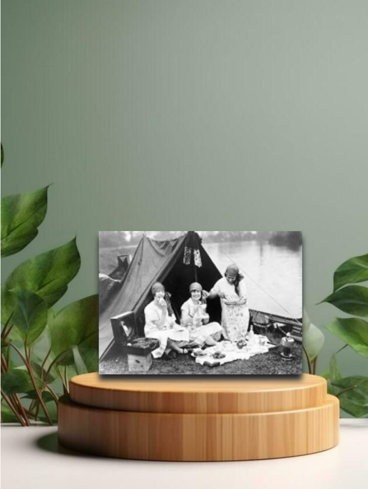Vintage Postkarten Picknick mit Musik schwarz/weiss 12x17cm