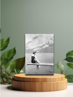 Vintage Postkarten Sprung ins kalte Wasser schwarz/weiss 12x17cm