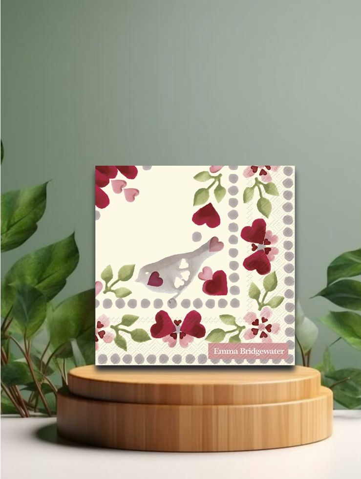 Cocktail-Servietten - Love Birds cream (E.Br.) 25x25cm