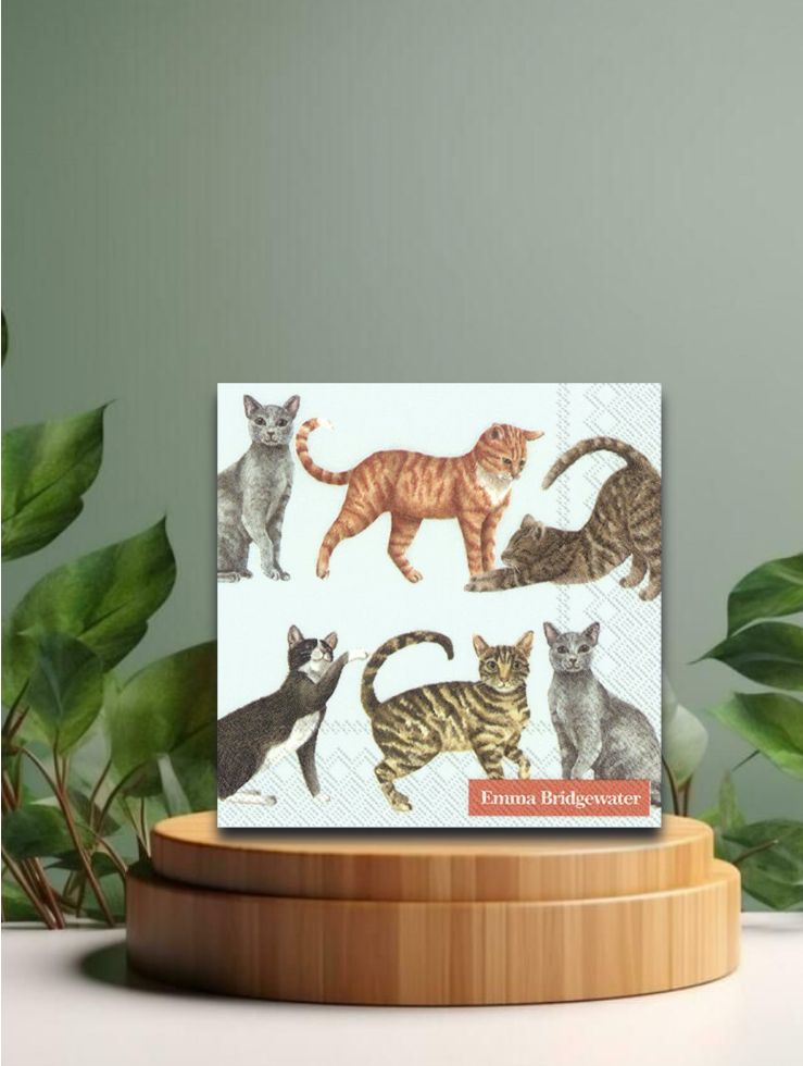 Cocktail-Servietten - Cats light blue (E.Br.) 25x25cm