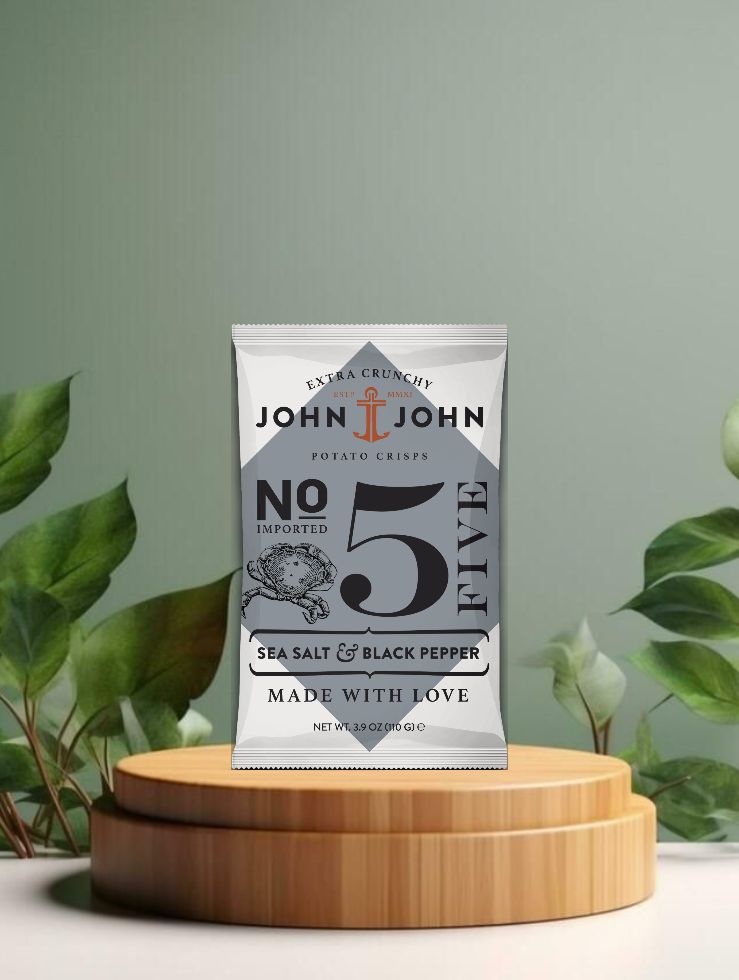 John &amp; John No. 5 Crisps Sea Salt &amp; Black Pepper 110g
