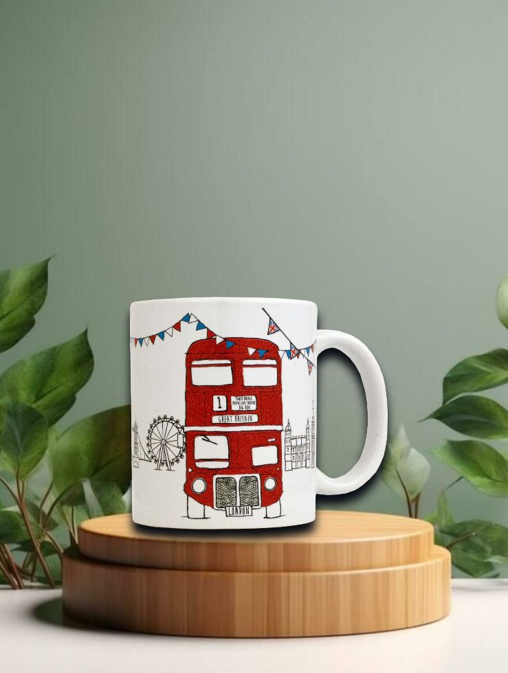 Glitzer-Keramiktasse London Bus