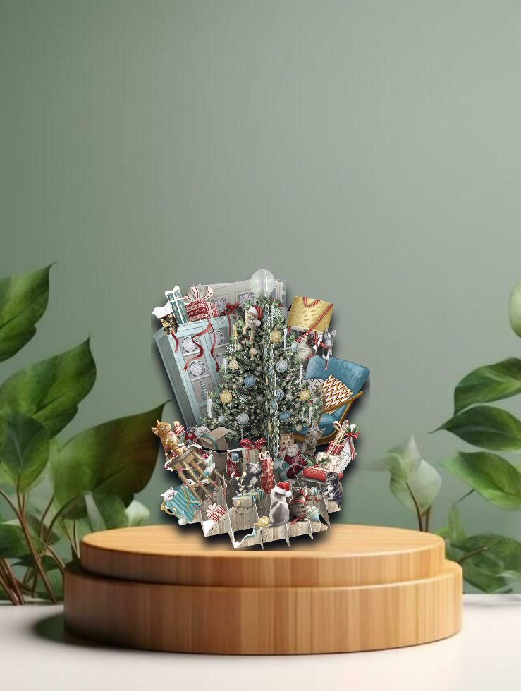 3D Greeting Cards Cat&#39;s Christmas