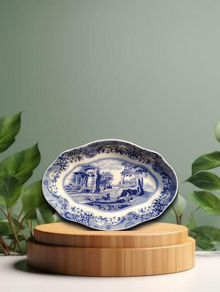 Oval Fluted Dish 8,5&#39;&#39; - Blue Italian