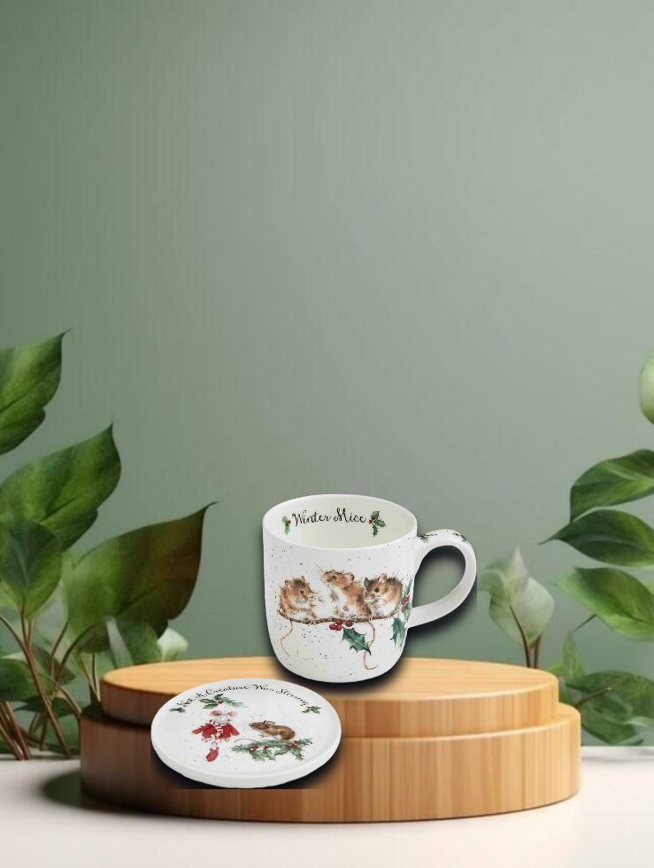 Mug &amp; Coaster - Winter Mice
