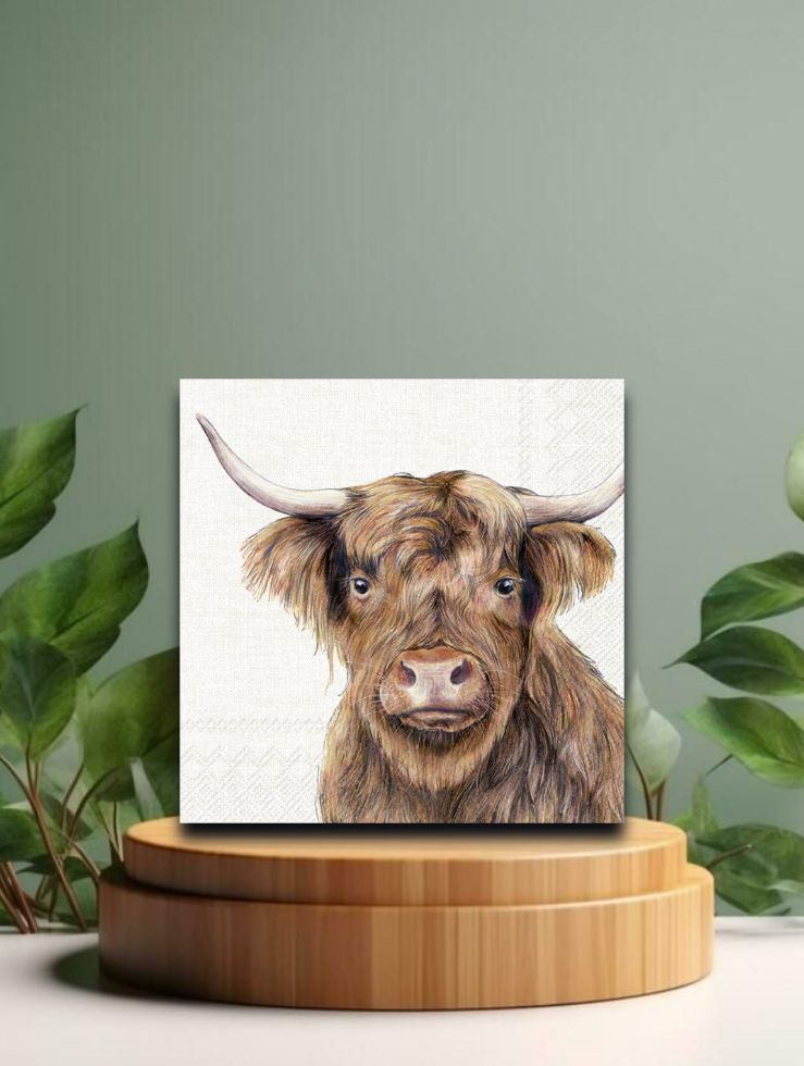 Lunch Servietten - Farm Highland Cattle Cream - 33x33 cm