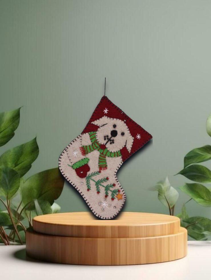 Weihnachtsstrumpf Hund, Filz 11,5x0,3x12cm