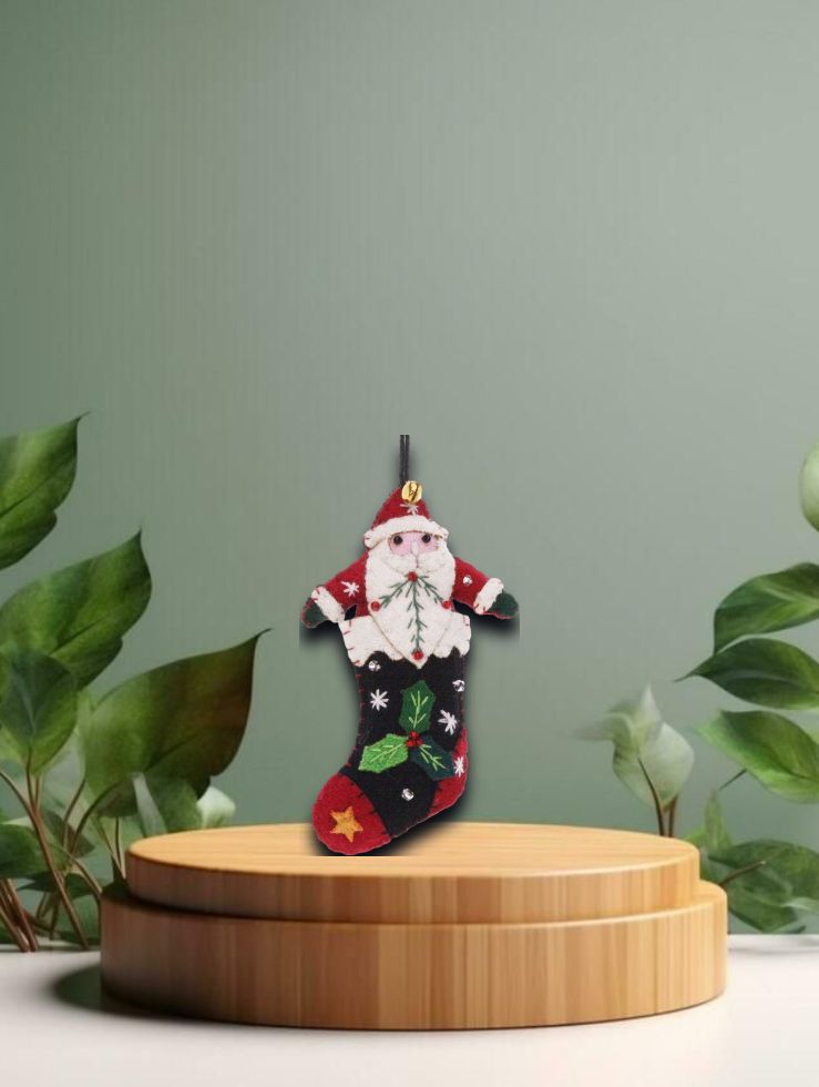 Weihnachtsstrumpf Weihnachtsmann, Filz 6x2x11cm