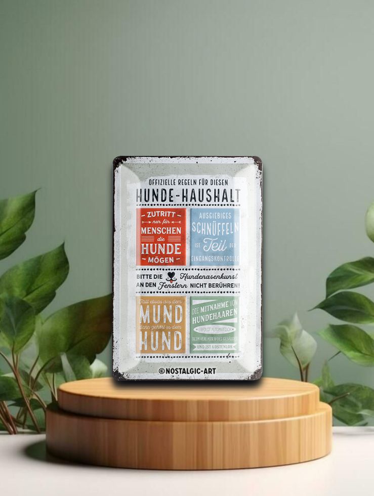 Nostalgic Art Blechschild 20 x 30 cm »PfotenSchild - Hunde-Haushalt Regeln«