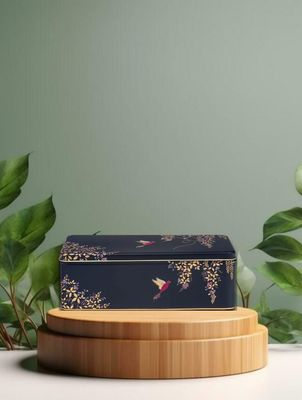 Blechdose Vögel dunkellila 24,5x10,5x8cm