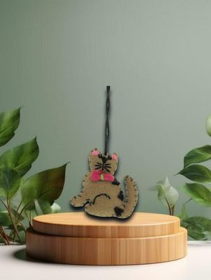 Katze (mini) Braun mit Krawatte, filz 5,5x1x6,5cm