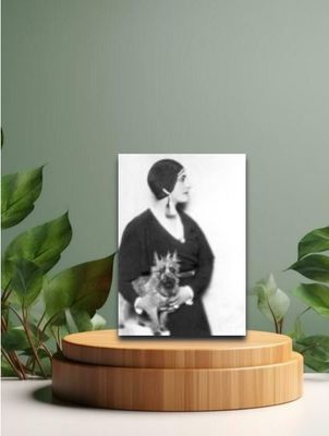 Vintage Postkarten Schoßhündchen mit Dame schwarz/weiss 12x17cm