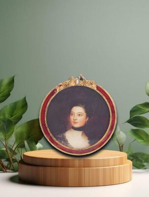 Bilderrahmen rot/antikes Goldfarben rund (Ø9cm) Bilderrahmen rot/antikes Goldfarben rund (Ø9cm)