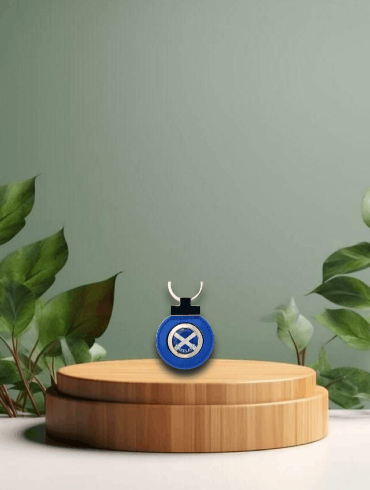 Scottish Flag Leather Keyring 50mm