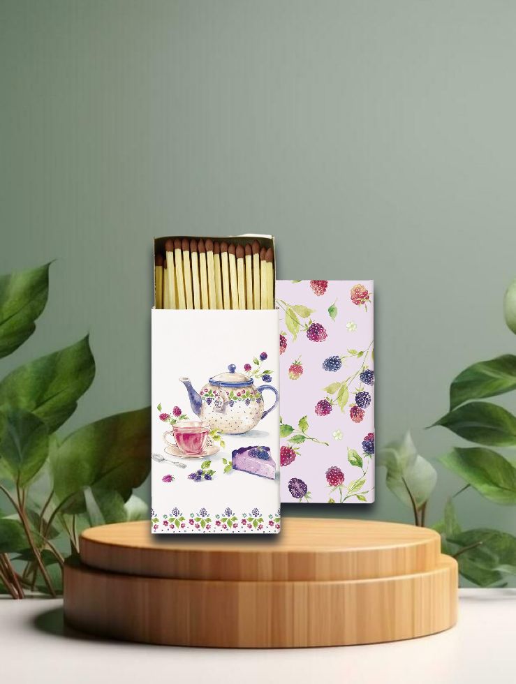 Streichholzschachtel - Berry Teatime Cream - 11x6,5 cm