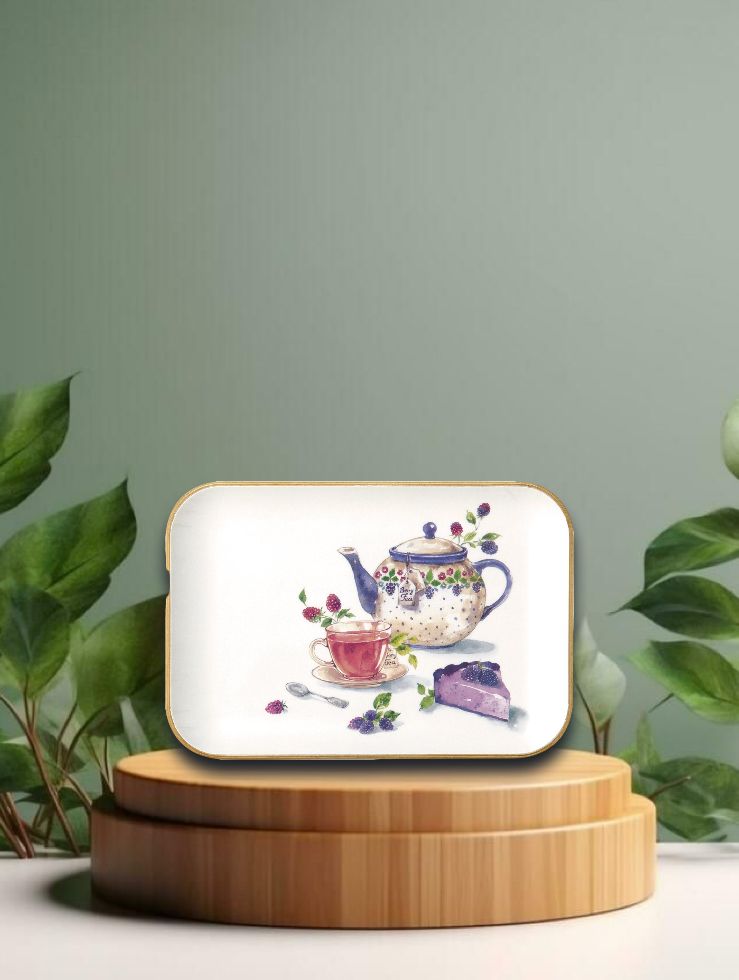 Holztablett - Berry Teatim Cream - 19,5x13 cm