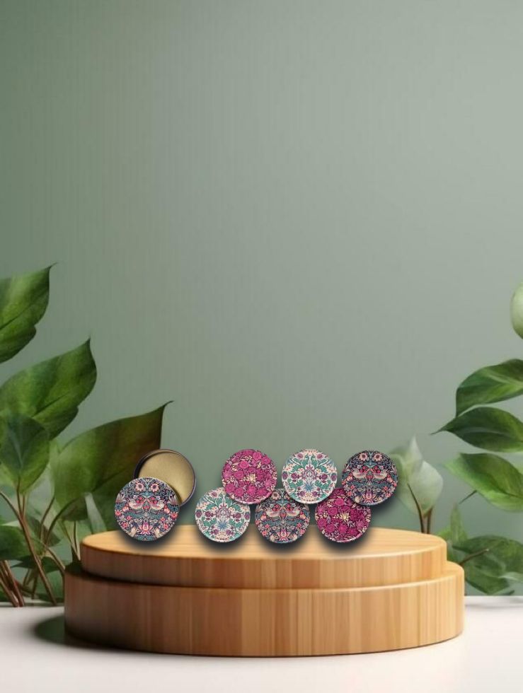 Untersetzer in Blechdose Blumen William Morris set of 6 Ø10cm