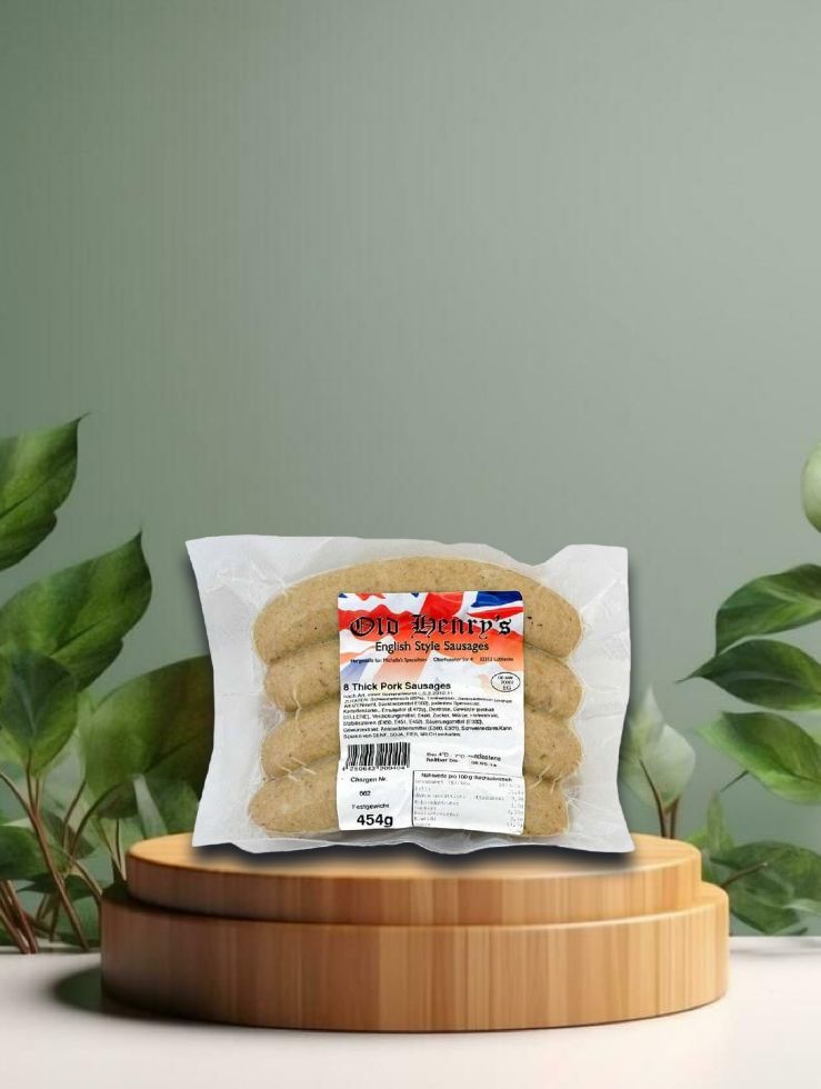 Old Henry's 8 English Style Sausages 454g