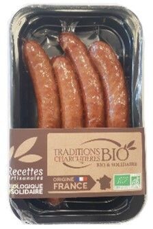 Saucisses fumées cuites Bio x 3, 24.74€/kg. Vendu par 300gr soit:
