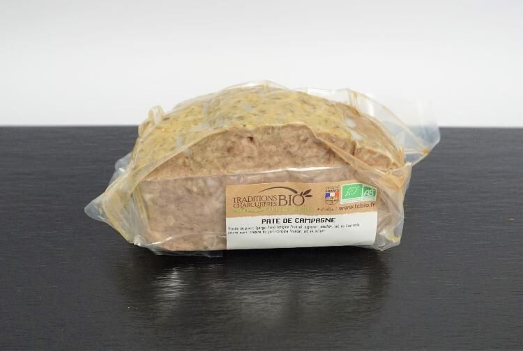 Pâté de campagne Bio, 15.75€/kg.
Vendu par 1kg soit: