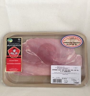 jambon cuit  supérieur au sel de Ré, 4 tranches, 200gr, 17.72€/kg