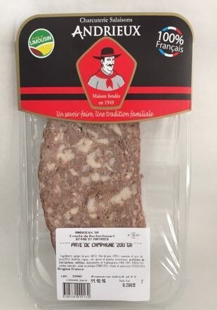 Pâté de campagne, 200gr, 12.05€/kg.