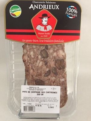 Pâté de campagne aux châtaignes, 200gr,  12.60€/kg.
