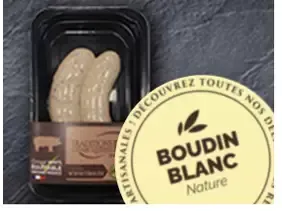 Boudin blanc nature X2, 19.62€/kg.