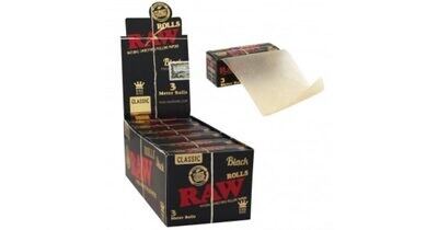 RAW Classic Black Rolls, 3m x 12 Rolls