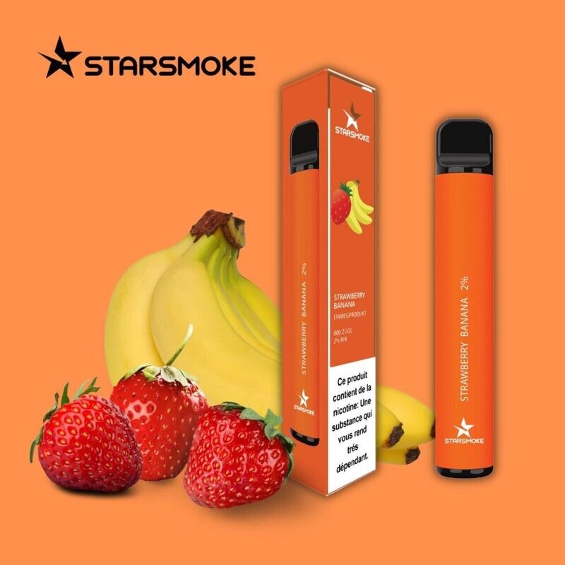 STARSMOKE Strawberry Banana 800 Puffs 2% Salt Nicotine 1 Stk