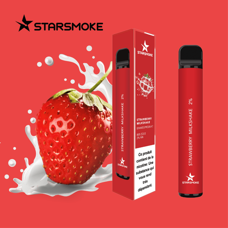 STARSMOKE Strawberry Milkshake 800 Puffs 2% Salt Nicotine 1 Stk