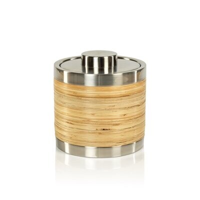 Palmae Rattan and Matt Steel Ice Bucket