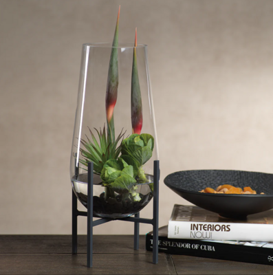 Salema Vase on Metal Stand - L