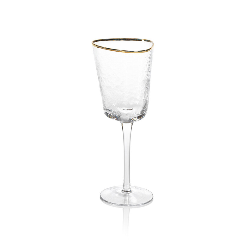Aperitivo Triangular Wine Glass-Clear w/Gold Rim